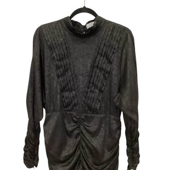 Hunter Bell Ariana Ruched Dress In Onyx Black Jacquard Size 12 - Picture 7 of 16